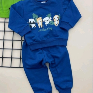 Комплект в син цвят с пандичка -2 части