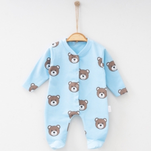 Син ромпър с меченца