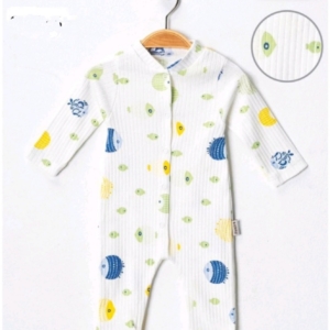 Ромпър бял с рибки