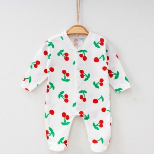 Бял ромпър с черешки
