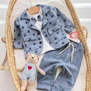 Детски костюм със сако и папионка със звездички