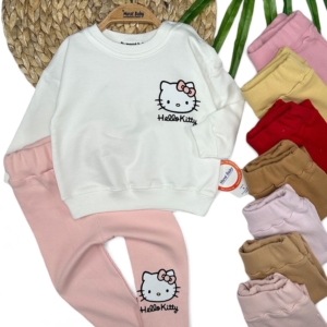 Комплект с рипсено долнище и апликация коте - 2 части