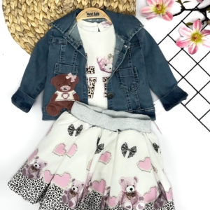 Комплект блузка, пола и дънково яке - 3 части