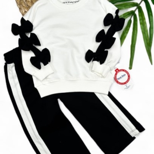 Комплект с блуза с панделки и панталон широк крачол за 2 години