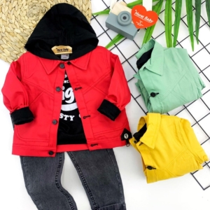 Kомплект с горна част в червен цвят от 3 части