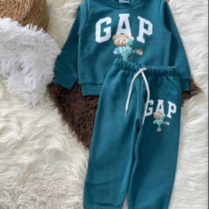 Комплект в петролен цвят с мече - 2 части