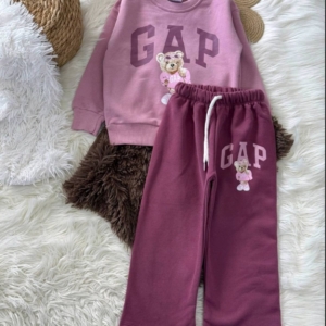 Лилав комплект с долница с широк крачол