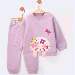 Ватиран комплект в лилаво със сладък таралеж - 2 части