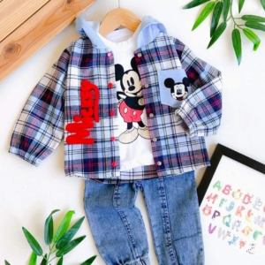 Комплект от 3 части с риза с Мики Маус и дънки