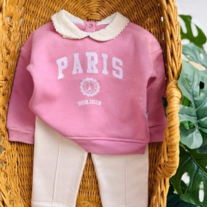 Ватиран комплект с надпис Paris и с яка - 2 части