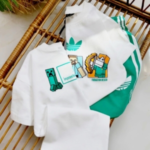 Летен комплект в зелено и бяло от 3-4 г до 9-10 г