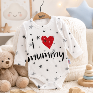 Боди с дълъг ръкав и надпис I love mummy 💗